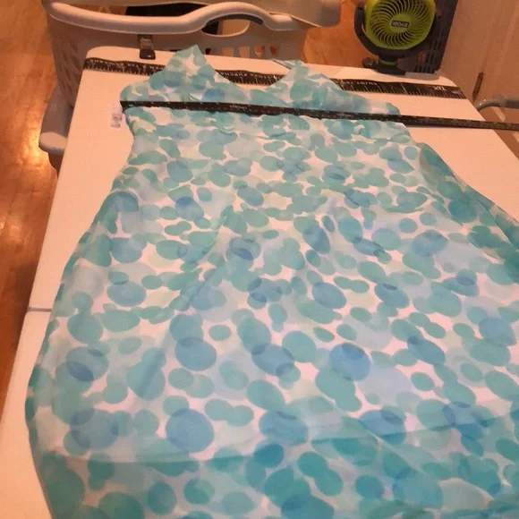 FLP Faith.Love. Fashion size 16 aqua blue & white print halter dress midi length - Picture 12 of 13
